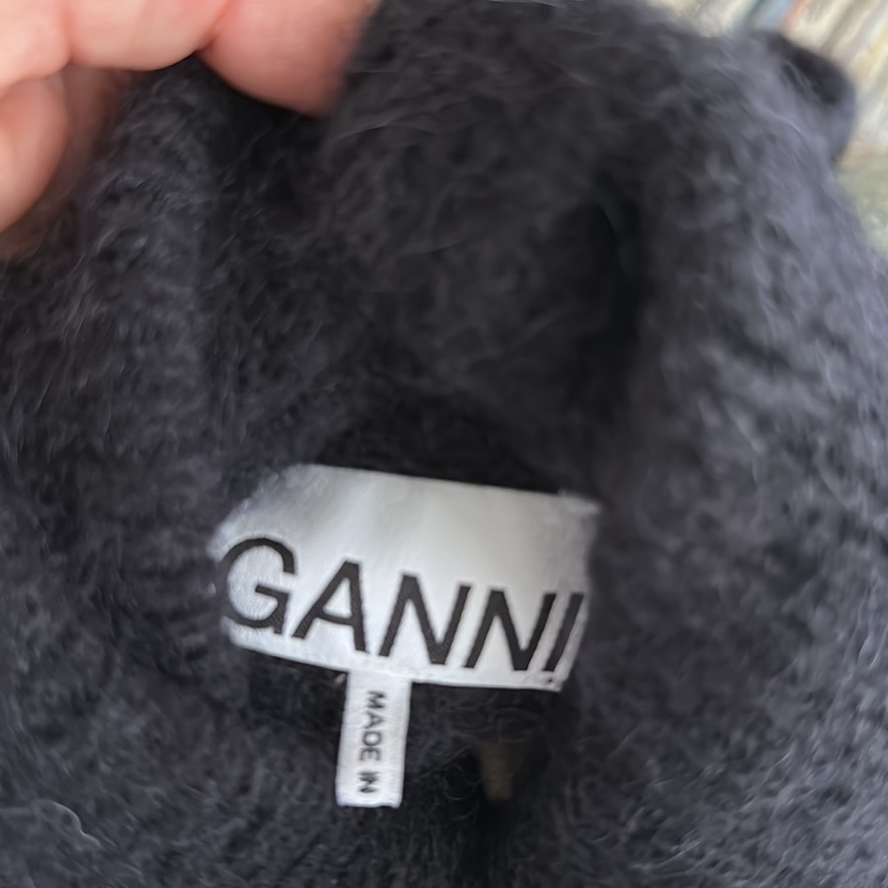 GANNI Alpaca Blend Black Cut out Turtleneck Wrap Sweater - Picture 9 of 11